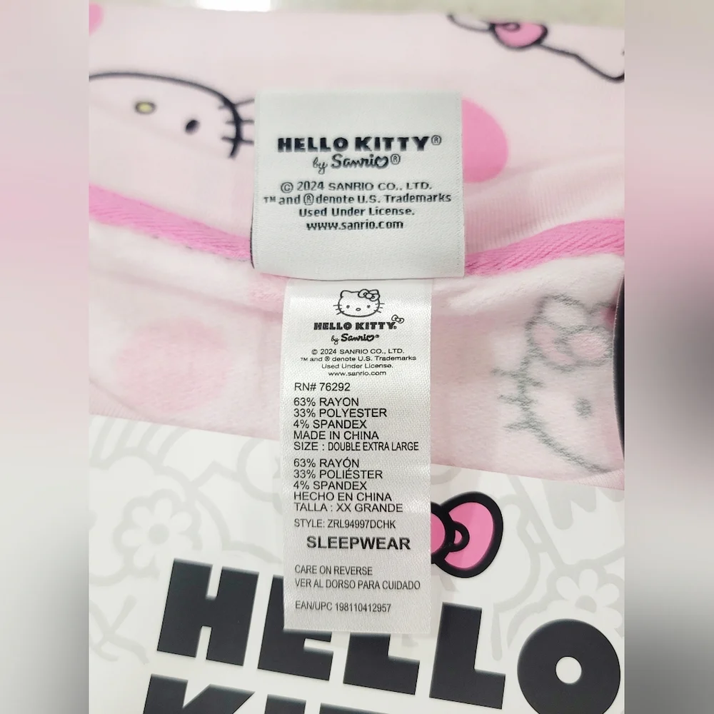 Hello Kitty Sanrio Womens 2pc Pink Knit Lounge PJ Set Long Sleeve Top Jogger - Picture 16 of 16